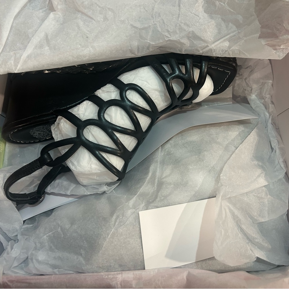 Vince Camuto Black Strappy Wedge Sandals - Picture 11 of 12